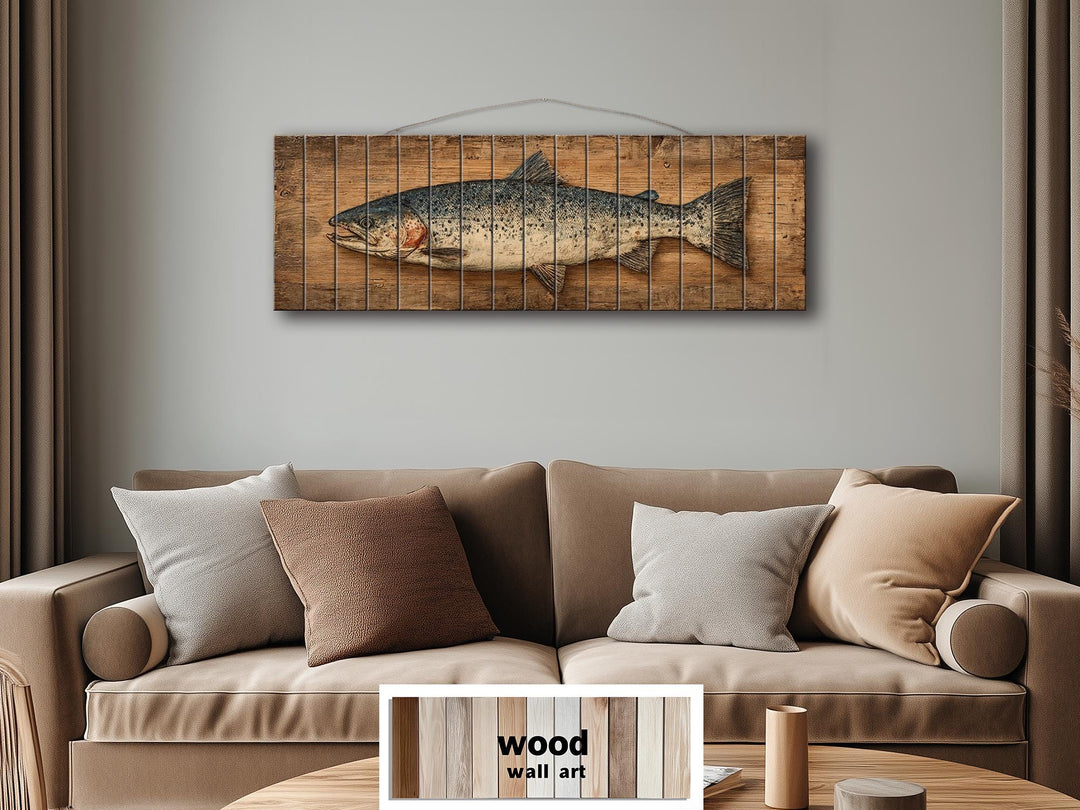 Salmon Distressed Long Narrow Wood Wall Art