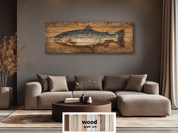 Salmon Distressed Long Narrow Wood Wall Art
