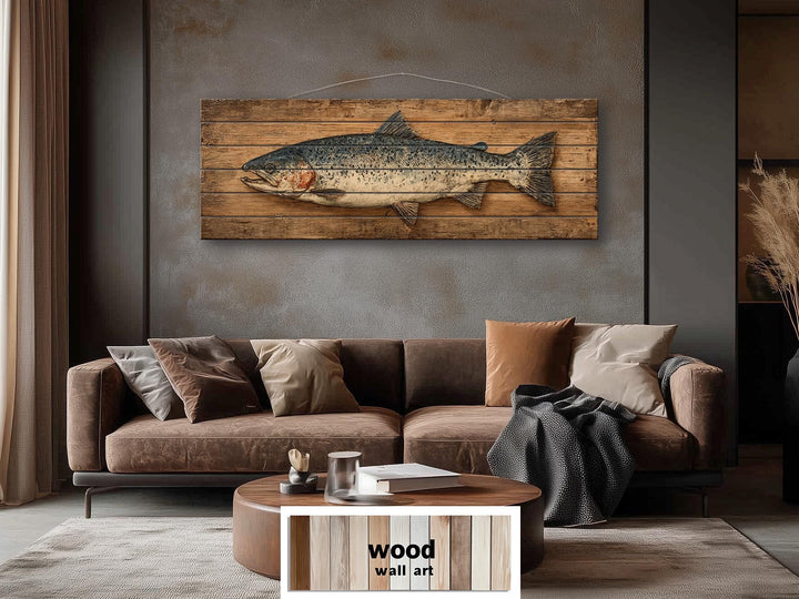 Salmon Distressed Long Narrow Wood Wall Art