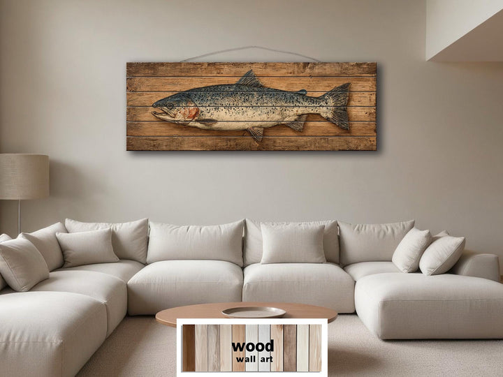 Salmon Distressed Long Narrow Wood Wall Art