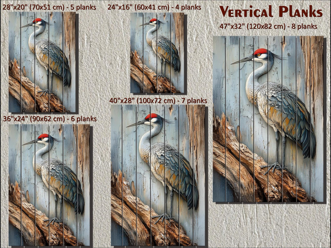 Sandhill Crane Distressed Wood Wall Art