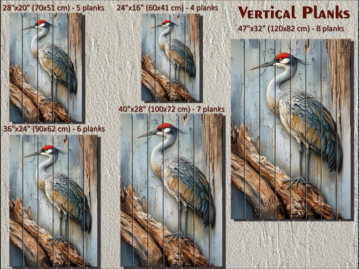 Sandhill Crane Distressed Wood Wall Art
