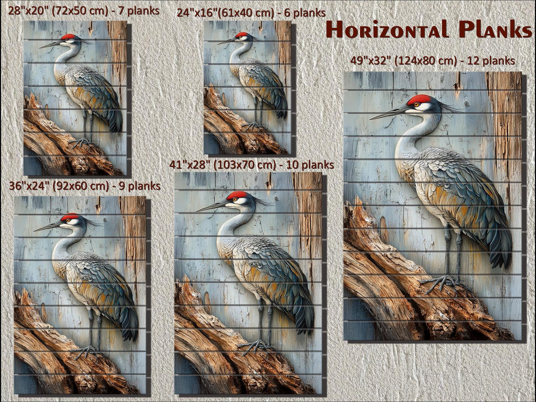 Sandhill Crane Distressed Wood Wall Art