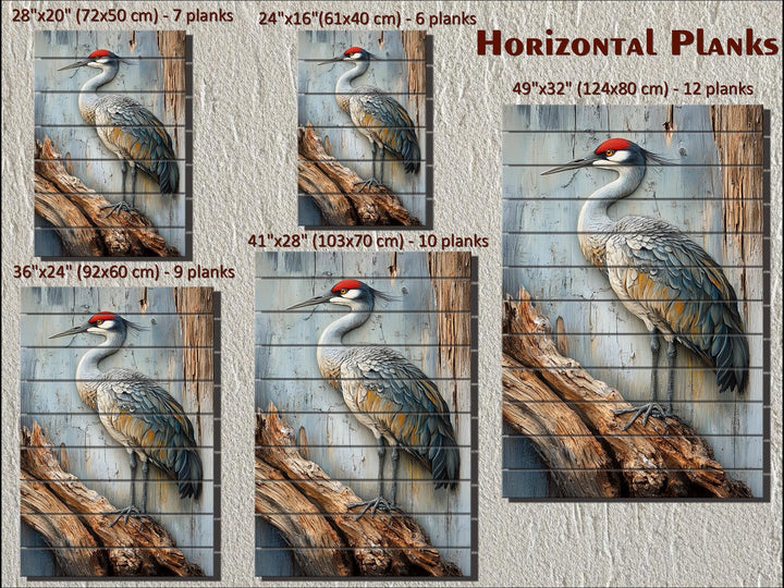 Sandhill Crane Distressed Wood Wall Art