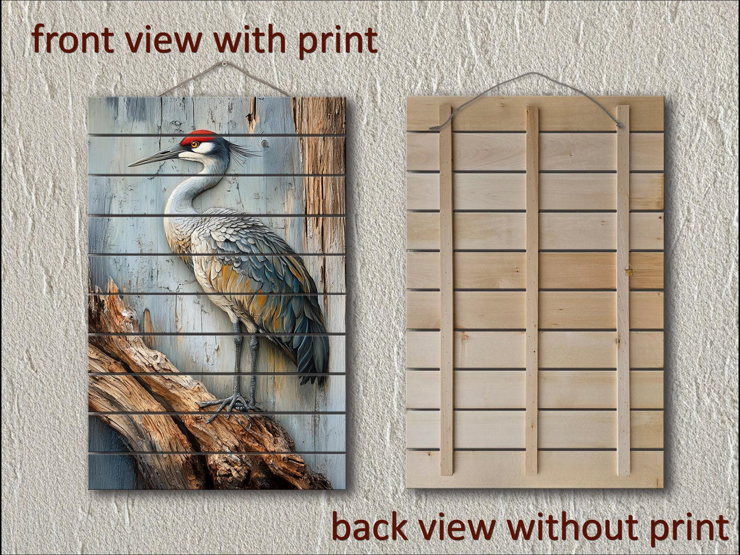Sandhill Crane Distressed Wood Wall Art