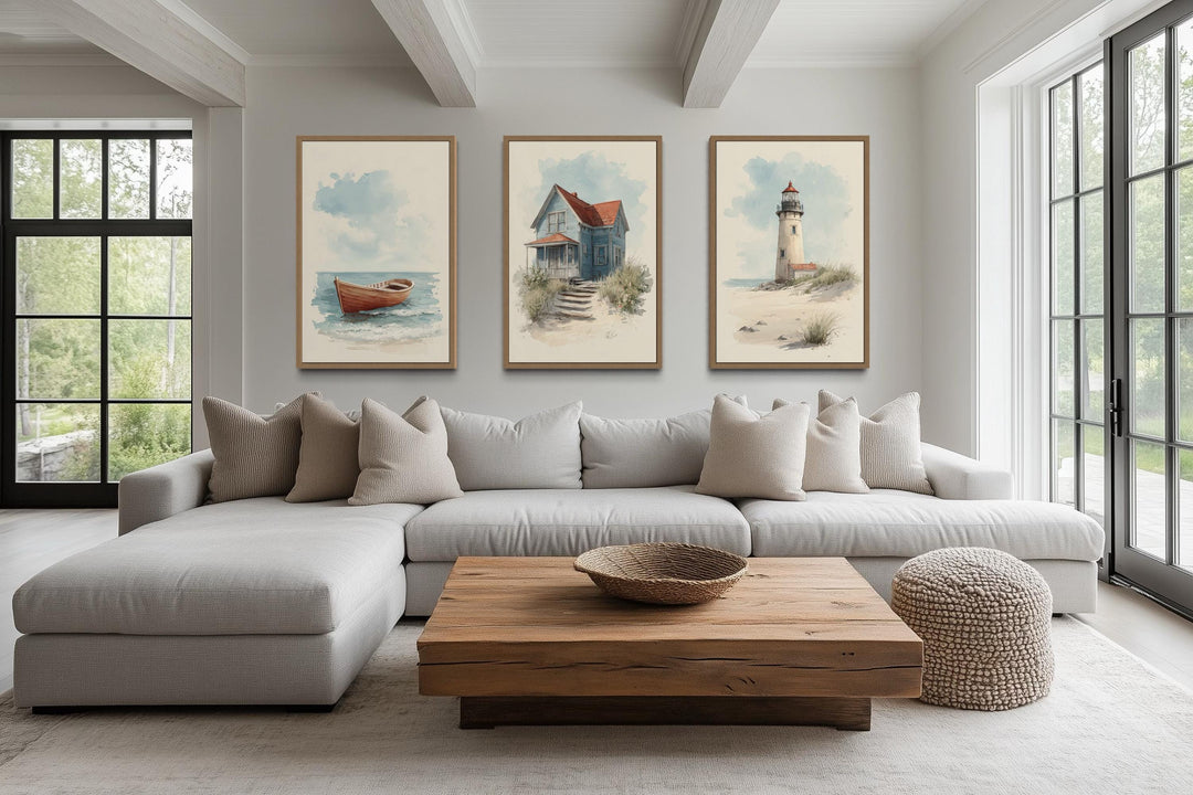 Set of 3 Beach House Wall Art Prints