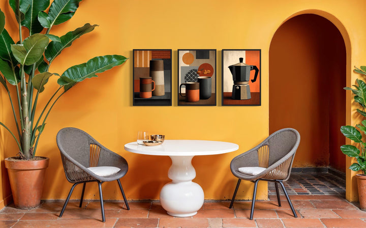 Set of 3 Mid Century Modern Coffee Prints Wall Art