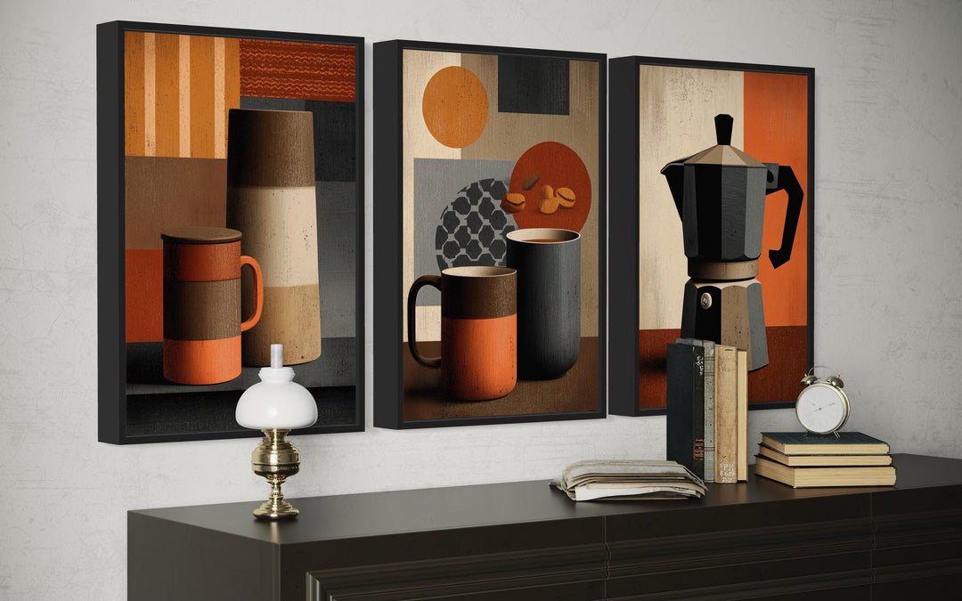 Set of 3 Mid Century Modern Coffee Prints Wall Art