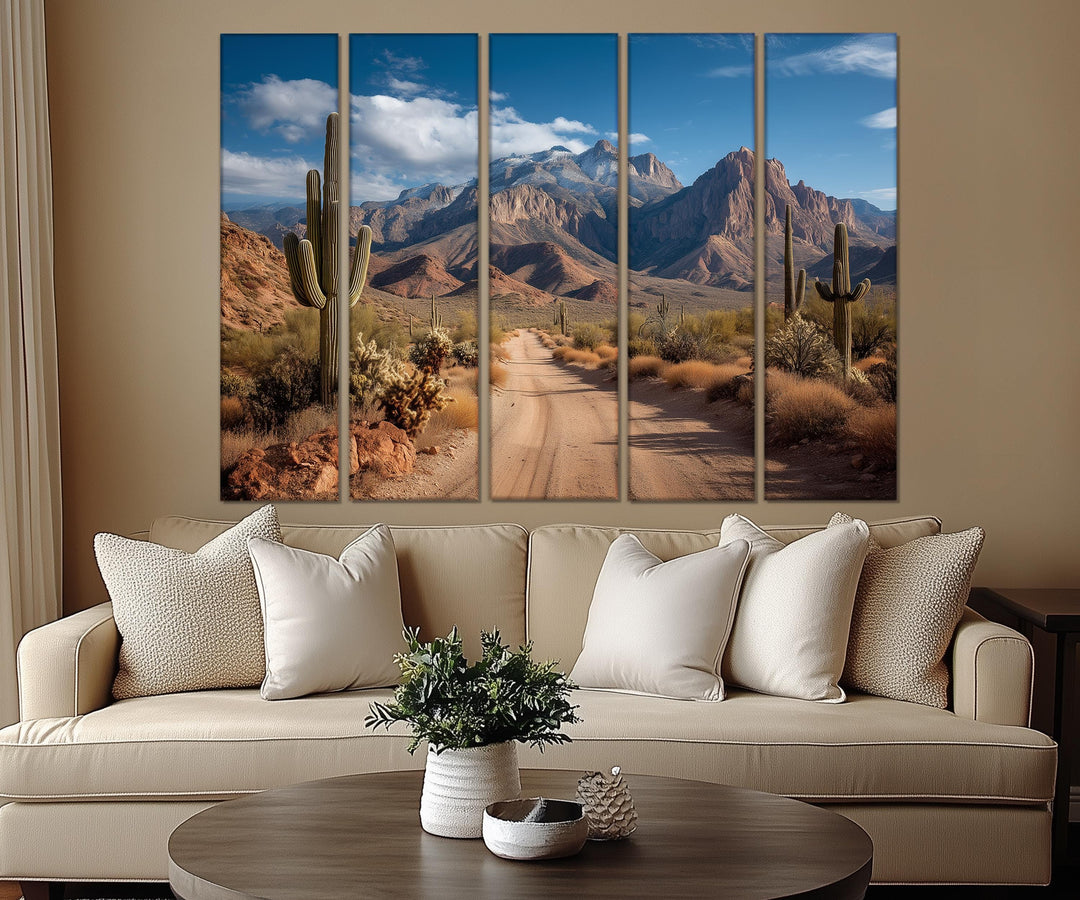 Set of 5 Multi Panel Southwestern Desert Landscape Wall Art