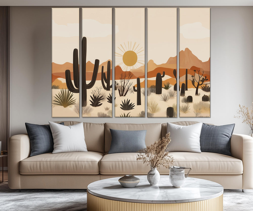 Set of 5 Panel Mid Century Modern Desert Wall Art