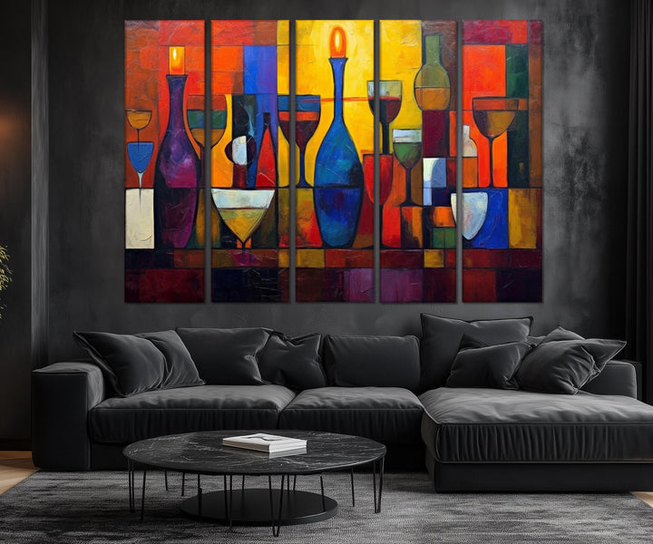 Set of 5 Panel Modern Abstract Dining Room Wall Art