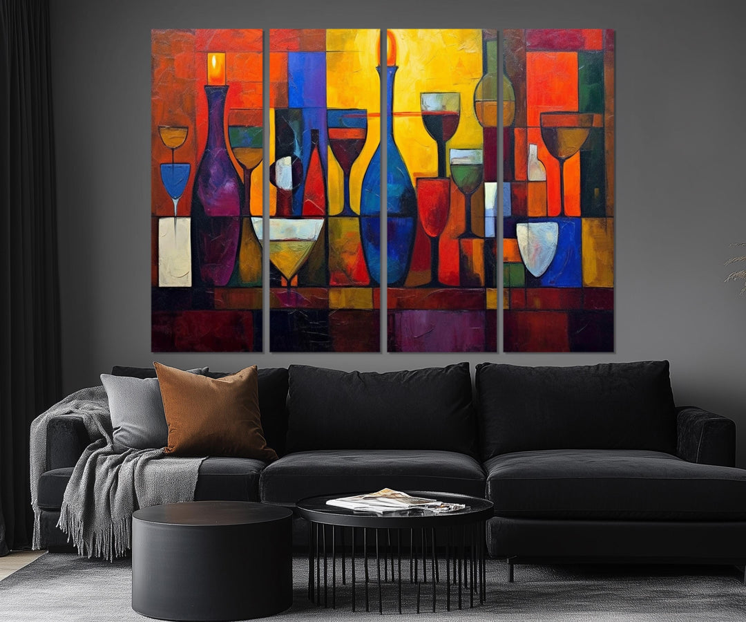 Set of 5 Panel Modern Abstract Dining Room Wall Art