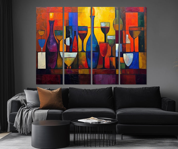 Set of 5 Panel Modern Abstract Dining Room Wall Art