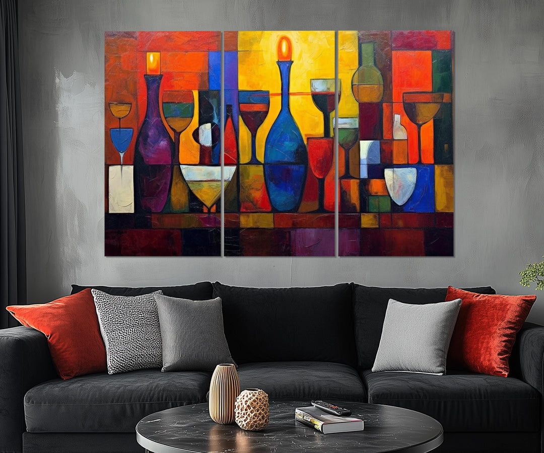 Set of 5 Panel Modern Abstract Dining Room Wall Art
