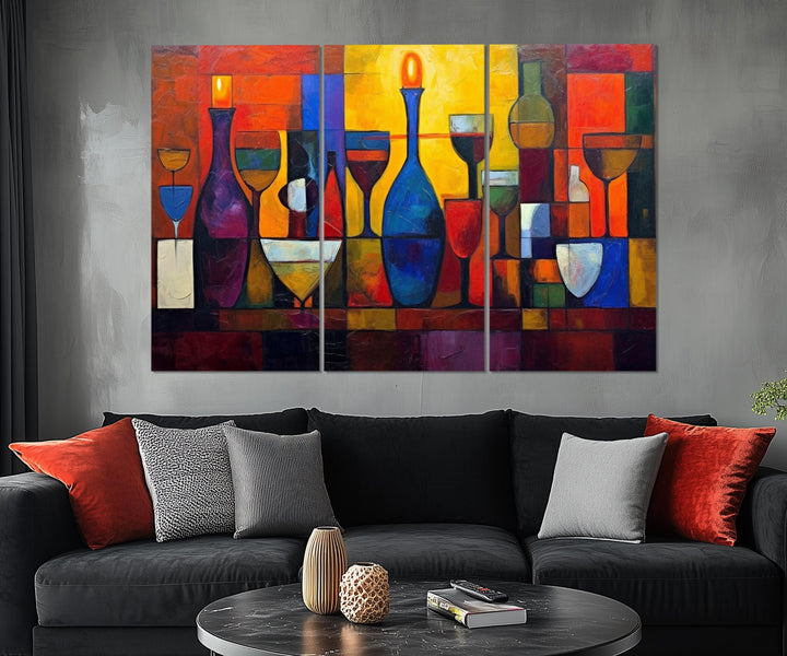 Set of 5 Panel Modern Abstract Dining Room Wall Art