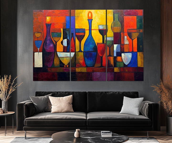 Set of 5 Panel Modern Abstract Dining Room Wall Art