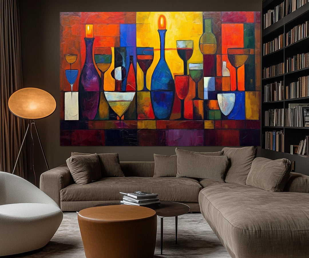 Set of 5 Panel Modern Abstract Dining Room Wall Art