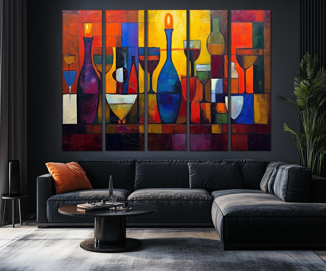 Set of 5 Panel Modern Abstract Dining Room Wall Art