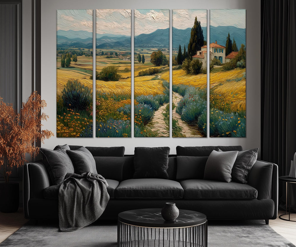 Set of 5 Panels Tuscany Countryside Wall Art