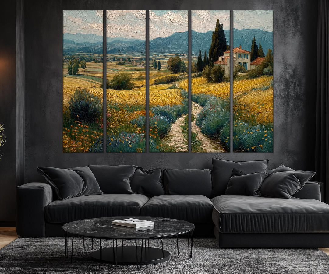 Set of 5 Panels Tuscany Countryside Wall Art
