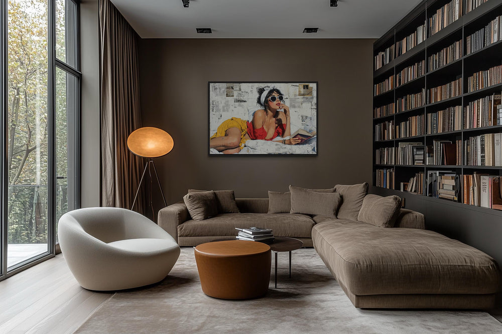 Sexy Woman Reading A Book Canvas Wall Art
