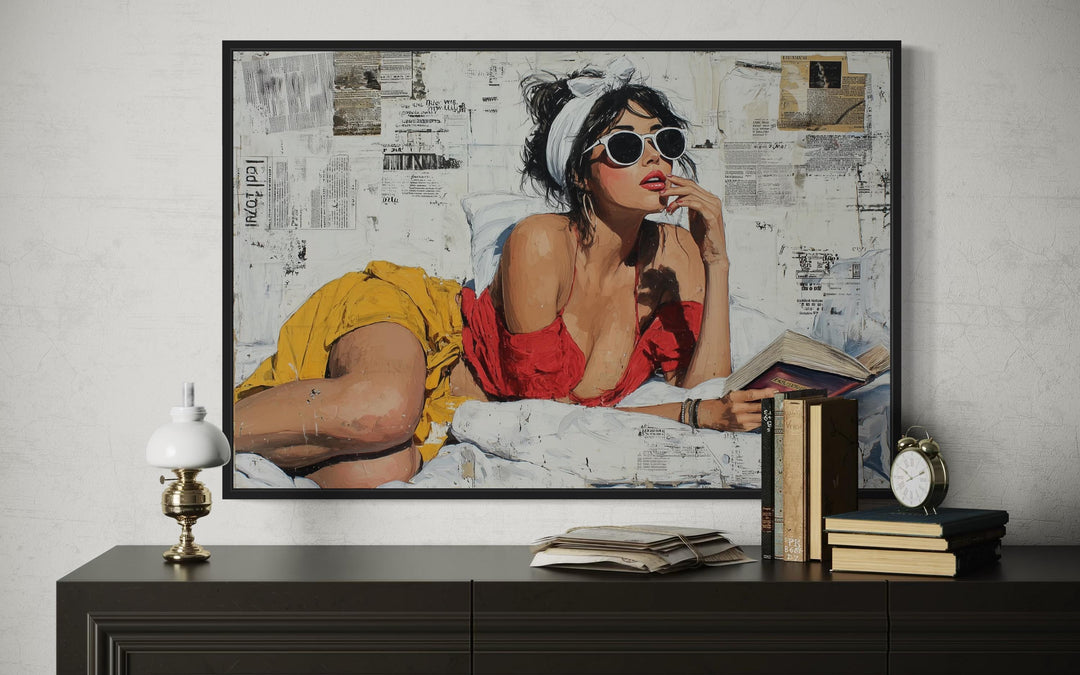 Sexy Woman Reading A Book Canvas Wall Art