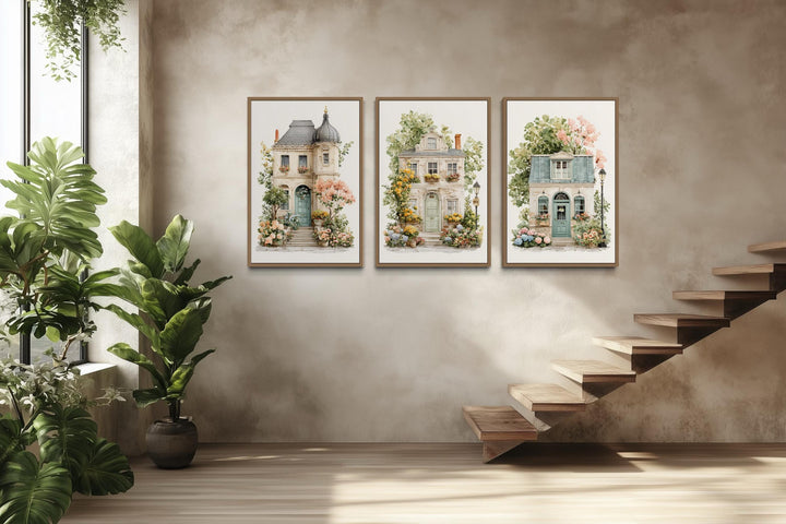 Shabby Chic Floral French Cottage Wall Art Set of 3