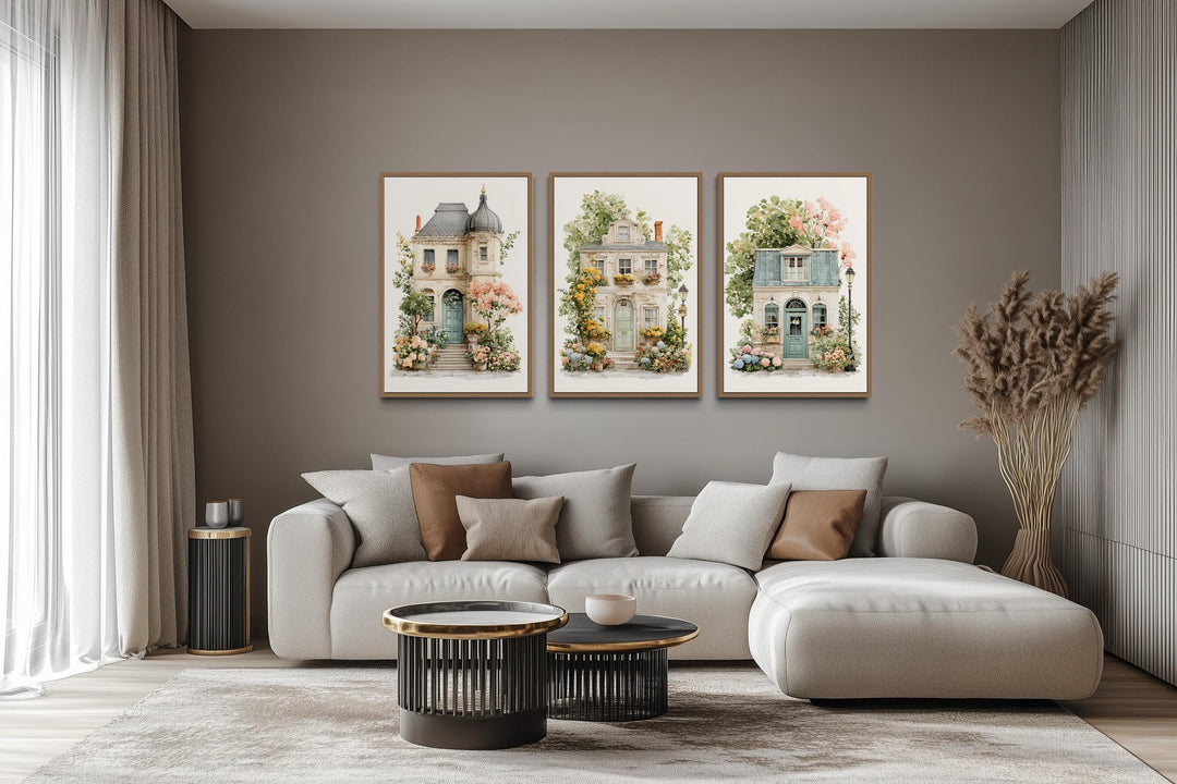 Shabby Chic Floral French Cottage Wall Art Set of 3