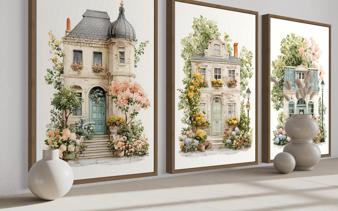 Shabby Chic Floral French Cottage Wall Art Set of 3