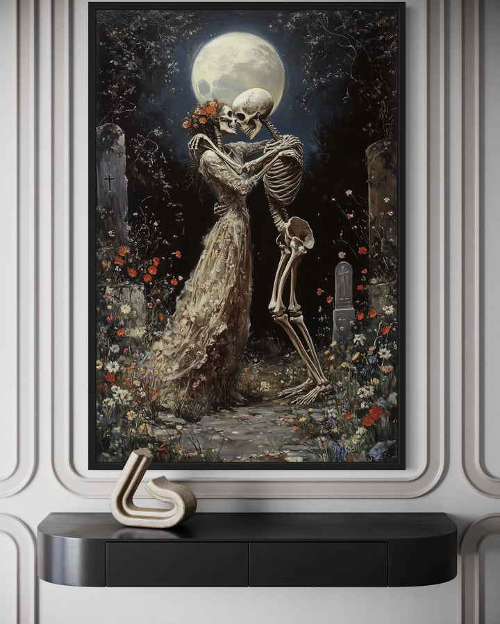 Skeletons Dancing At Cemetery Romantic Gothic Wall Art