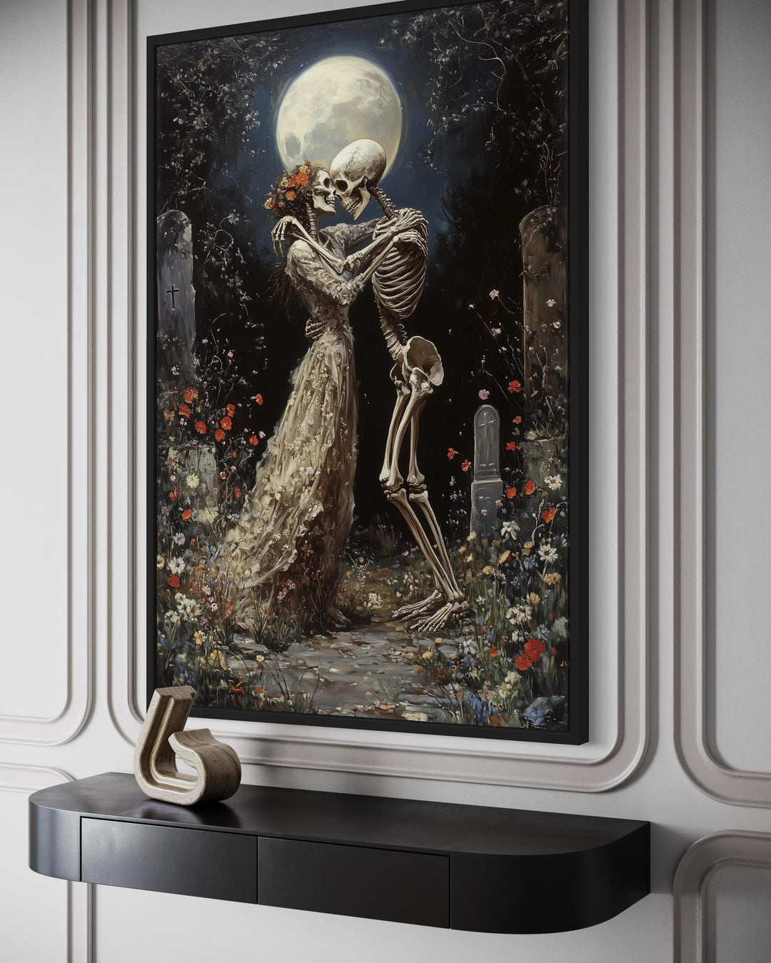 Skeletons Dancing At Cemetery Romantic Gothic Wall Art