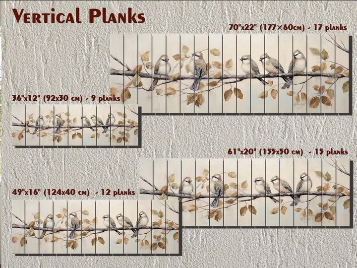 Small Birds on A Branch Distressed Wood Wall Art