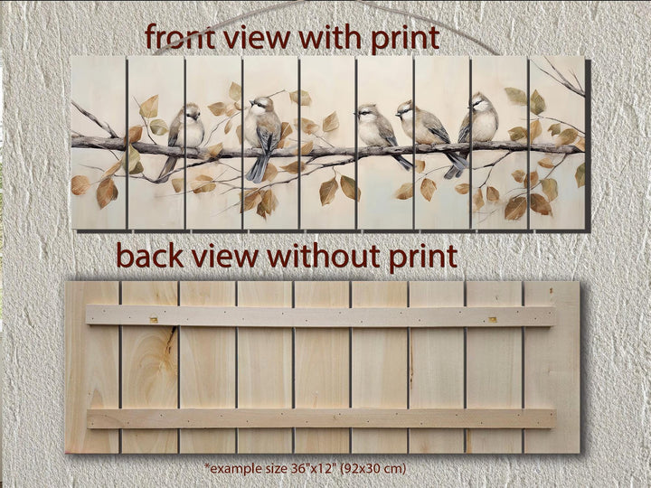 Small Birds on A Branch Distressed Wood Wall Art