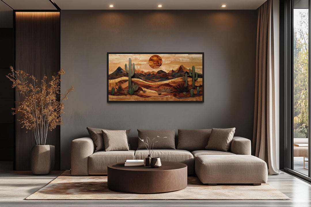 Southwestern Desert Landscape Wood Style Canvas Wall Art