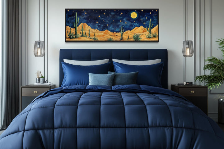 Southwestern Desert Night Sky Long Horizontal Framed Canvas Wall Art