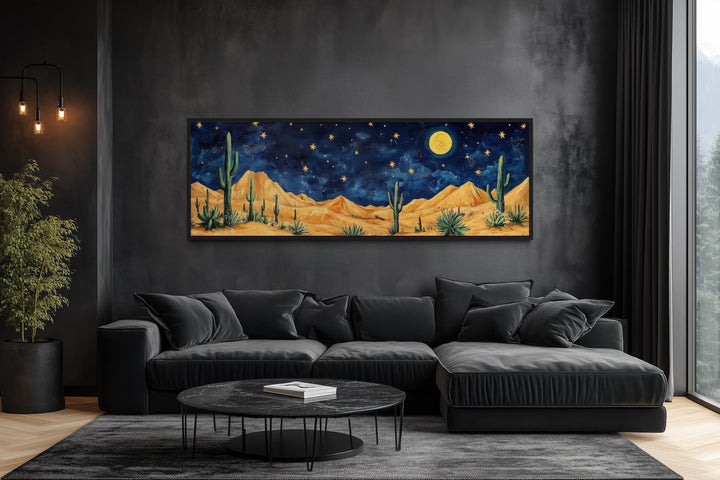 Southwestern Desert Night Sky Long Horizontal Framed Canvas Wall Art