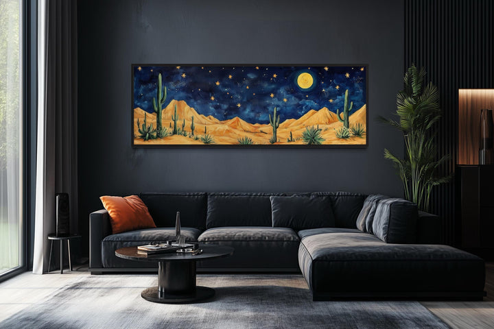 Southwestern Desert Night Sky Long Horizontal Framed Canvas Wall Art