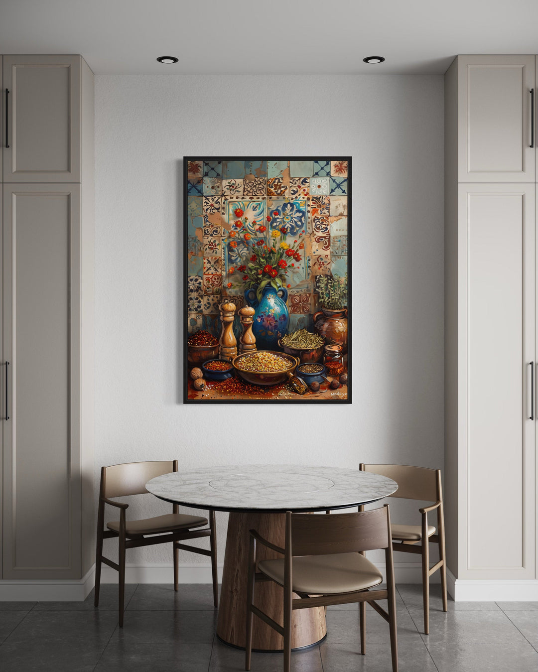 Spices And Herbs Indian Kitchen Framed Canvas Wall Art