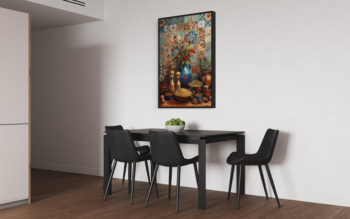 Spices And Herbs Indian Kitchen Framed Canvas Wall Art