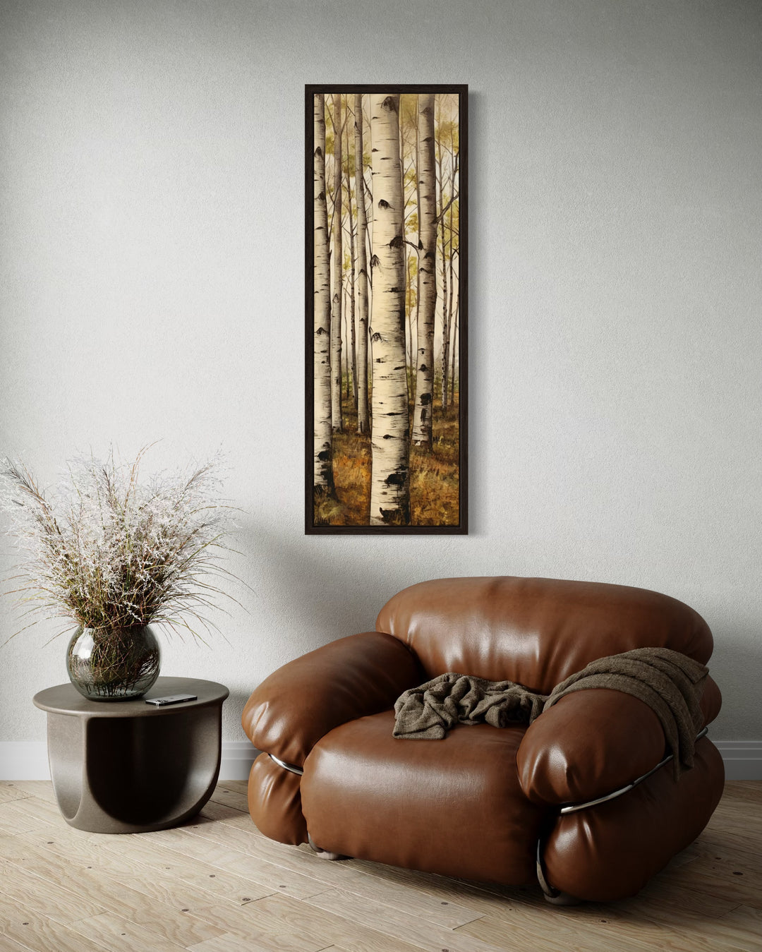 Tall Narrow Aspen Trees Vertical Framed Canvas Wall Art