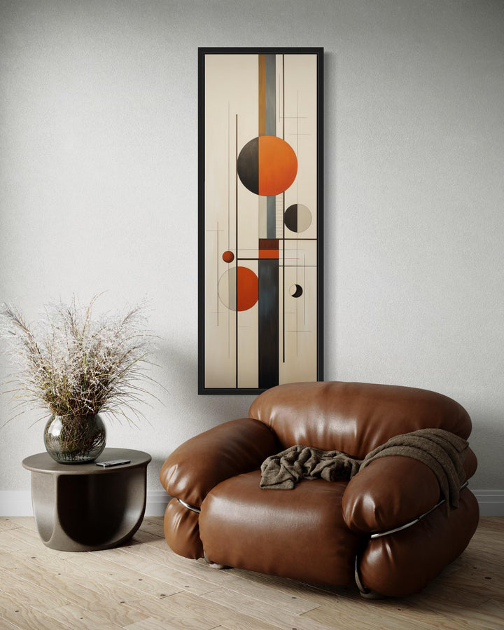 Tall Vertical Abstract Geometric Mid Century Modern Wall Art