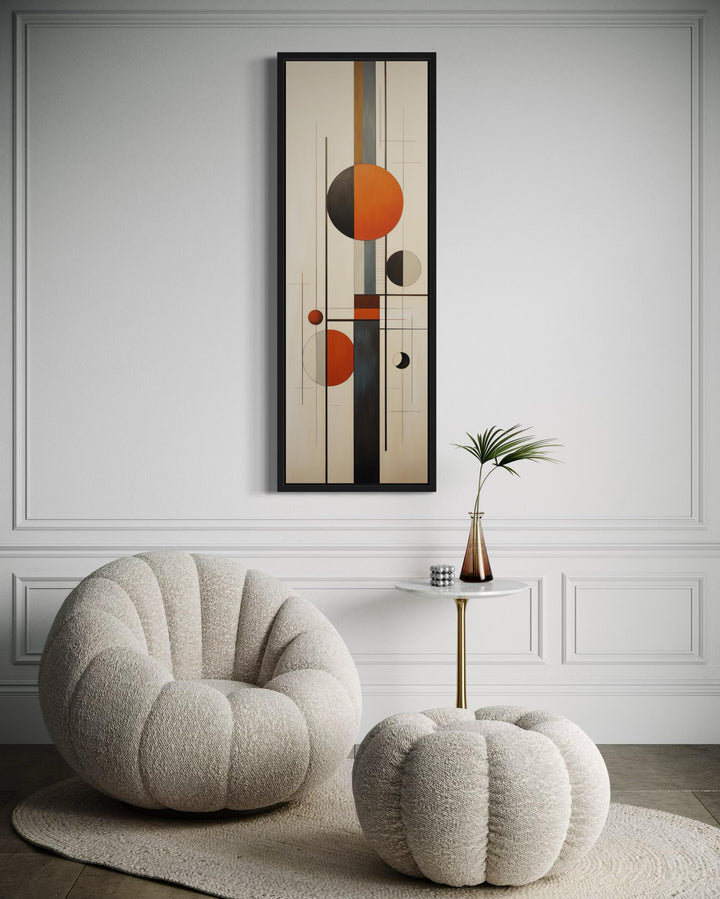 Tall Vertical Abstract Geometric Mid Century Modern Wall Art