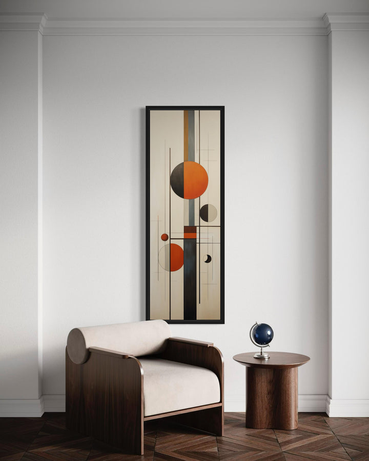 Tall Vertical Abstract Geometric Mid Century Modern Wall Art