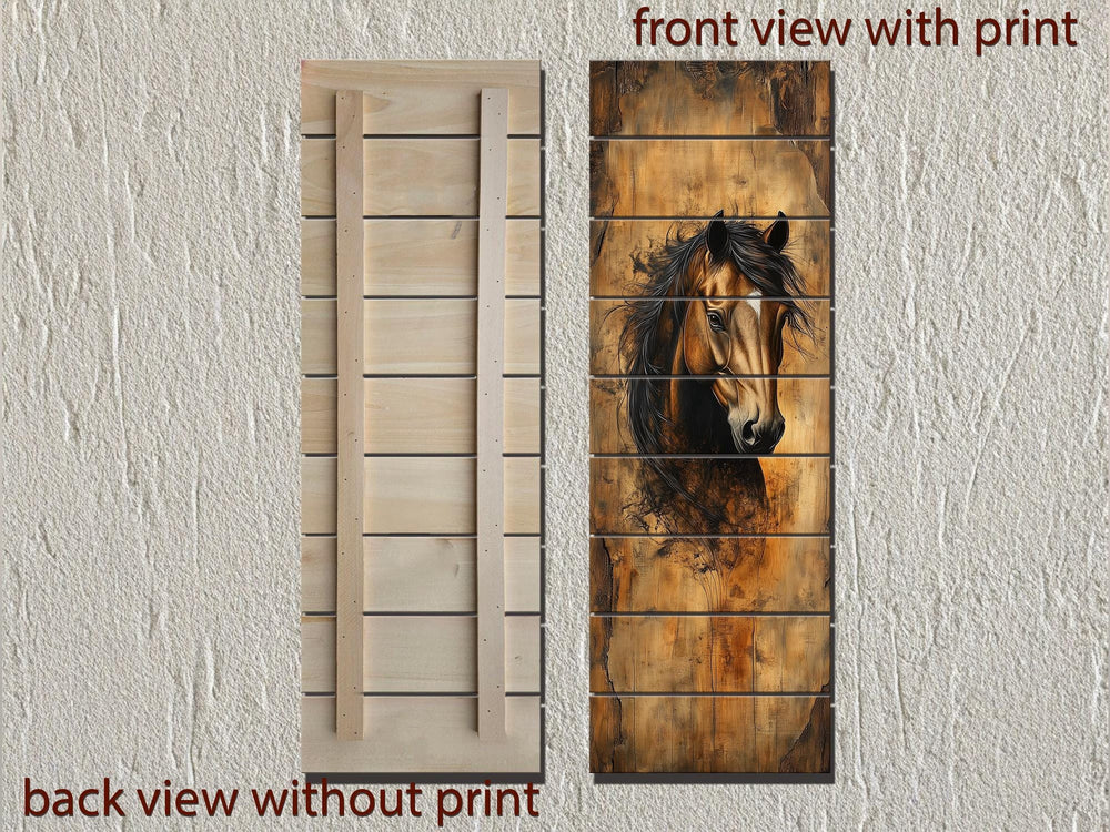 Tall Vertical Horse Portrait Real Wood Wall Art