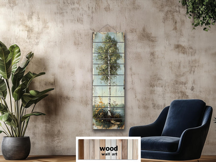 Tall Vertical Wall Art Birch Tree Real Wood Wall Decor