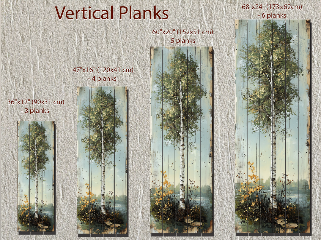 Tall Vertical Wall Art Birch Tree Real Wood Wall Decor