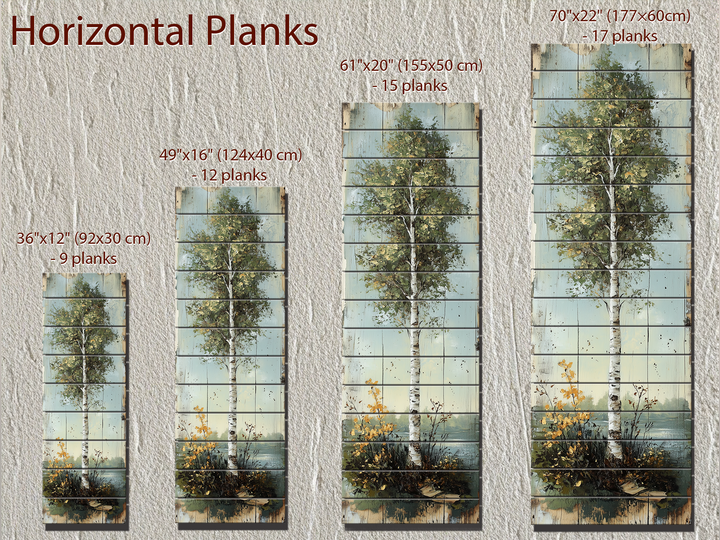 Tall Vertical Wall Art Birch Tree Real Wood Wall Decor
