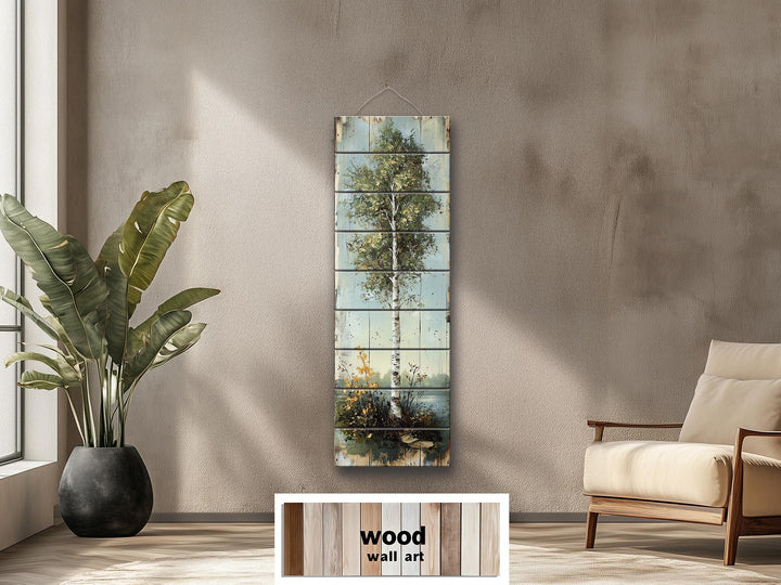Tall Vertical Wall Art Birch Tree Real Wood Wall Decor