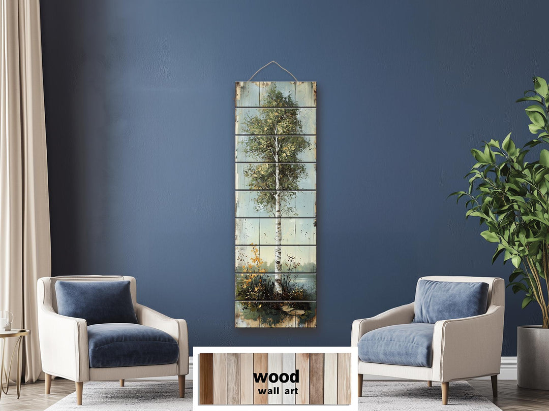 Tall Vertical Wall Art Birch Tree Real Wood Wall Decor