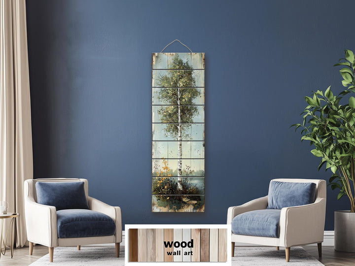 Tall Vertical Wall Art Birch Tree Real Wood Wall Decor
